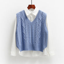 Load image into Gallery viewer, Vest Women Solid Short Loose Trendy Korean Style Sleeveless Knitted V-Neck All-match Female Coats Simple Leisure Outwear Chic