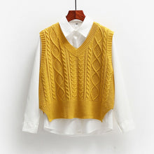 Load image into Gallery viewer, Vest Women Solid Short Loose Trendy Korean Style Sleeveless Knitted V-Neck All-match Female Coats Simple Leisure Outwear Chic