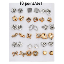 Load image into Gallery viewer, 100 Pairs Women Acrylic Crystal Small Stud Earrings Sets Girl Child Heart Star Animal Moon Crown Earring Jewelry