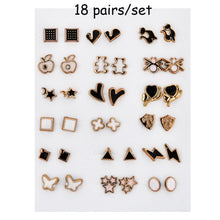 Load image into Gallery viewer, 100 Pairs Women Acrylic Crystal Small Stud Earrings Sets Girl Child Heart Star Animal Moon Crown Earring Jewelry