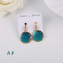 Load image into Gallery viewer, Korea Style Asymmetrical Fresh Enamel blue Star Moon Planet Circle Clip on Earrings Non Pierced For Girl Women Party Gift