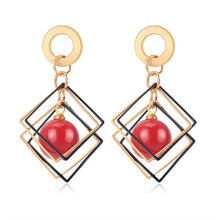 Load image into Gallery viewer, POXAM New Korean Statement Round Earrings For Women Geometric Gold Shell Fluff Dangle Drop Earrings Brincos 2020 Fashion Jewelry
