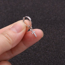 Load image into Gallery viewer, 1PC Ear Piercing Jewelry Cross Star Love Heart 20G Gold Hoop With Cz Pendant Cartilage Helix Rook Earring