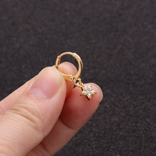 Load image into Gallery viewer, 1PC Ear Piercing Jewelry Cross Star Love Heart 20G Gold Hoop With Cz Pendant Cartilage Helix Rook Earring