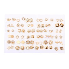 Load image into Gallery viewer, 36Pairs Earrings Mixed Styles Crystal Rhinestone Sun Flower Geometric Animal Plastic Stud Earrings Set For Women Girls Jewelry