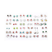 Load image into Gallery viewer, 36Pairs Earrings Mixed Styles Crystal Rhinestone Sun Flower Geometric Animal Plastic Stud Earrings Set For Women Girls Jewelry