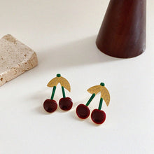 Load image into Gallery viewer, AOMU 2020 New Japan Korean Cherry Fruit Shaped Drop Earrings For Women Sweet Girls Cute Brincos Line Pendientes Jewelry Gifts