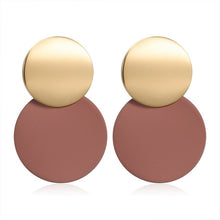 Load image into Gallery viewer, POXAM New Korean Statement Round Earrings For Women Geometric Gold Shell Fluff Dangle Drop Earrings Brincos 2020 Fashion Jewelry