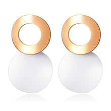 Load image into Gallery viewer, POXAM New Korean Statement Round Earrings For Women Geometric Gold Shell Fluff Dangle Drop Earrings Brincos 2020 Fashion Jewelry