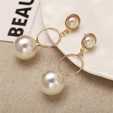 Load image into Gallery viewer, Simple Plain Gold Color Metal Pearl Hoop Earrings Fashion Big Circle Hoops Statement Earrings for Women Party Jewelry