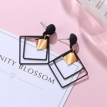 Load image into Gallery viewer, POXAM New Korean Statement Earrings for women Black Cute Arcylic Geometric Dangle Drop Gold Earings Brincos 2020 Fashion Jewelry