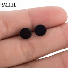Load image into Gallery viewer, SMJEL Stainless Steel Earrings Geometric Women Men Hip hop Black Star Moon Stud Earring Fashion Jewelry Best Gift for Friend