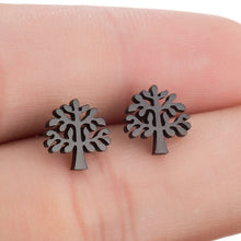 Load image into Gallery viewer, SMJEL Stainless Steel Earrings Geometric Women Men Hip hop Black Star Moon Stud Earring Fashion Jewelry Best Gift for Friend
