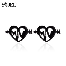 Load image into Gallery viewer, SMJEL Stainless Steel Earrings Geometric Women Men Hip hop Black Star Moon Stud Earring Fashion Jewelry Best Gift for Friend