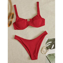 Load image into Gallery viewer, NAKIAEOI 2020 New Sexy Bikinis Women Swimsuit High Waisted Bathing Suits Swim Halter Push Up Bikini Set Plus Size Swimwear 4XL