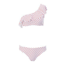 Load image into Gallery viewer, One Shoulder Bikini Tanga 2020 Two Piece Seperate Swimwear Swimsuit Women Dot Print Ruffle Bikini Set Bandeau Swim Suit