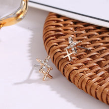 Load image into Gallery viewer, Korean Rhinestone Earrings Jewelry Crown Geometric Round Stud Earrings For Women Simple Bar Flower Earing Ear Climber Girls