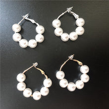 Load image into Gallery viewer, 2019 new Trendy Elegant Created Big Simulated Pearl Earrings String Statement Dangle Statement Multiple Pearls CircleEarrings
