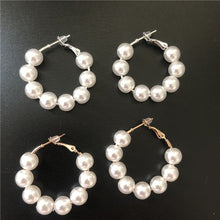 Load image into Gallery viewer, 2019 new Trendy Elegant Created Big Simulated Pearl Earrings String Statement Dangle Statement Multiple Pearls CircleEarrings