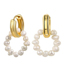 Load image into Gallery viewer, 17KM Punk Minimalist Chain Copper Hoop Earring for Women Elegant Circle Pearl Earrings Simple Round Brincos Jewelry Pendientes