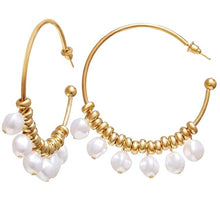 Load image into Gallery viewer, 17KM Punk Minimalist Chain Copper Hoop Earring for Women Elegant Circle Pearl Earrings Simple Round Brincos Jewelry Pendientes