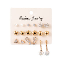 Load image into Gallery viewer, 12 Pairs/Set Women's Earrings Set Pearl Earrings For Women Bohemian Fashion Jewelry 2020 Geometric Crystal Heart Stud Earrings