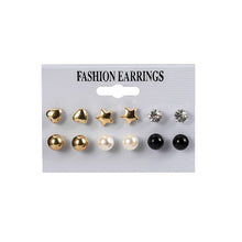 Load image into Gallery viewer, 12 Pairs/Set Women's Earrings Set Pearl Earrings For Women Bohemian Fashion Jewelry 2020 Geometric Crystal Heart Stud Earrings