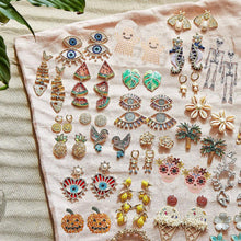Load image into Gallery viewer, Miwens Bauble Bar Newest Crystal Palms Dangle Earrings For Women Watermelon Filet Statement Earrings Evil Eye Maxi Ear Jewelry