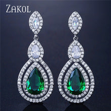 Load image into Gallery viewer, ZAKOL Brilliant Water Drop CZ Zirconia Dangle Earrings For Brides Fashion Crystal Bridal Wedding Jewelry Brinco FSEP2313