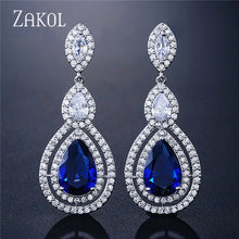 Load image into Gallery viewer, ZAKOL Brilliant Water Drop CZ Zirconia Dangle Earrings For Brides Fashion Crystal Bridal Wedding Jewelry Brinco FSEP2313