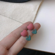 Load image into Gallery viewer, AOMU 2020 New Japan Korean Cherry Fruit Shaped Drop Earrings For Women Sweet Girls Cute Brincos Line Pendientes Jewelry Gifts