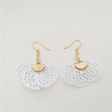 Load image into Gallery viewer, New Korean Style fan-shaped Grid Flower Stud Earrings For Women Fashion Summer Accessories Elegant Sweet
