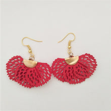 Load image into Gallery viewer, New Korean Style fan-shaped Grid Flower Stud Earrings For Women Fashion Summer Accessories Elegant Sweet

