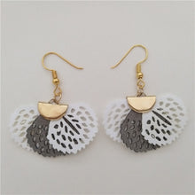 Load image into Gallery viewer, New Korean Style fan-shaped Grid Flower Stud Earrings For Women Fashion Summer Accessories Elegant Sweet
