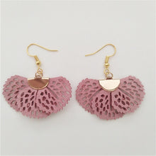 Load image into Gallery viewer, New Korean Style fan-shaped Grid Flower Stud Earrings For Women Fashion Summer Accessories Elegant Sweet
