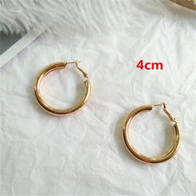 Load image into Gallery viewer, HUANZHI 2019 New Minimalist Gold Metal Large Circle Geometric Round Big Hoop Earrings for Women Girl Wedding Party Jewelry
