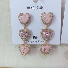 Load image into Gallery viewer, MENGJIQIAO New Korean Shiny Heart Crystal Drop Earrings For Women Fashion Shell Rhinestone Boucle D'oreille Party Jeweley Gift
