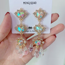 Load image into Gallery viewer, MENGJIQIAO New Korean Shiny Heart Crystal Drop Earrings For Women Fashion Shell Rhinestone Boucle D'oreille Party Jeweley Gift
