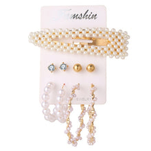 Load image into Gallery viewer, Korean Fashion Jewelry Pearl Tassel Earrings for Women Boho Geometric Heart Crystal Earrings Set Brincos 2020 Big Hoop Earrings

