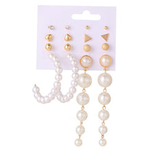 Load image into Gallery viewer, Korean Fashion Jewelry Pearl Tassel Earrings for Women Boho Geometric Heart Crystal Earrings Set Brincos 2020 Big Hoop Earrings
