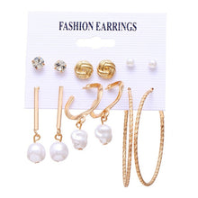 Load image into Gallery viewer, Korean Fashion Jewelry Pearl Tassel Earrings for Women Boho Geometric Heart Crystal Earrings Set Brincos 2020 Big Hoop Earrings
