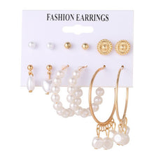 Load image into Gallery viewer, Korean Fashion Jewelry Pearl Tassel Earrings for Women Boho Geometric Heart Crystal Earrings Set Brincos 2020 Big Hoop Earrings
