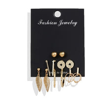 Load image into Gallery viewer, FNIO Women's Stud Earrings Crystal Pearl Earrings Set For Women Crystal Gold Silver Color Small Earrings Boho Jewelry 2020 New
