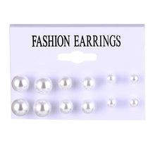 Load image into Gallery viewer, FNIO Women's Stud Earrings Crystal Pearl Earrings Set For Women Crystal Gold Silver Color Small Earrings Boho Jewelry 2020 New
