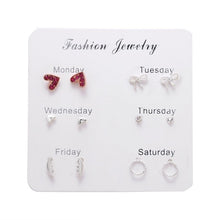 Load image into Gallery viewer, FNIO Women's Stud Earrings Crystal Pearl Earrings Set For Women Crystal Gold Silver Color Small Earrings Boho Jewelry 2020 New
