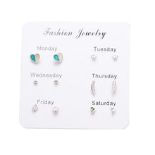 Load image into Gallery viewer, FNIO Women's Stud Earrings Crystal Pearl Earrings Set For Women Crystal Gold Silver Color Small Earrings Boho Jewelry 2020 New
