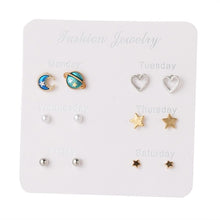 Load image into Gallery viewer, FNIO Women's Stud Earrings Crystal Pearl Earrings Set For Women Crystal Gold Silver Color Small Earrings Boho Jewelry 2020 New
