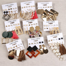 Load image into Gallery viewer, Exknl Women Earrings Set Acrylic Pearl Earrings For Women Bohemian Leopard Tassel Stud Earrings 2020 New Brincos Fashion Jewelry
