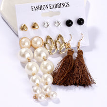 Load image into Gallery viewer, Exknl Women Earrings Set Acrylic Pearl Earrings For Women Bohemian Leopard Tassel Stud Earrings 2020 New Brincos Fashion Jewelry

