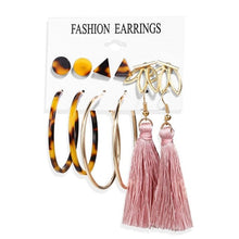 Load image into Gallery viewer, 2020 Women Earrings Set Acrylic Pearl Earrings For Women Acrylic Earrings New Set Bohemian Leopard Tassel Stud Earrings Jewelry
